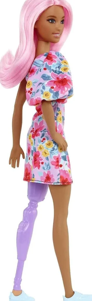 Barbie Fashionistas Doll Pink Hair Off-Shoulder Floral Dress Sunglasses Prosthetic Leg Best