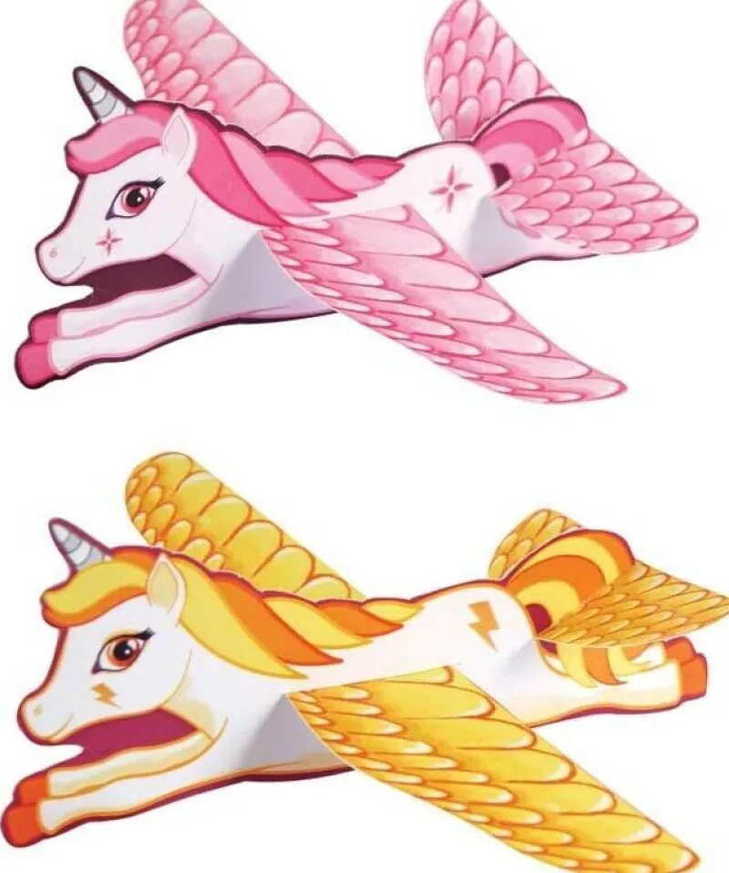 unicorn_flying_plane_glid_2.webp Fun Stationery/Gags and Jokes Unicorn Flying Plane Gliders Party Bag Fillers Pack of 4 Hot